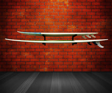 Load image into Gallery viewer, Wall mounted surfboard racks powder coated black to hold 2 mals