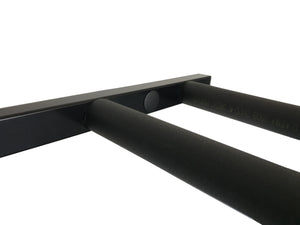 Wall mounted vertical surfboard racks powder coated black to hold 6 boards