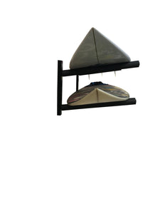 Wall mounted surfboard racks powder coated black to hold 2 surfboards or mal