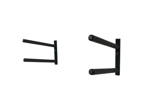 Wall mounted surfboard racks powder coated black to hold 2 boards