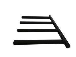 Wall mounted vertical surfboard racks powder coated black to hold 4 boards